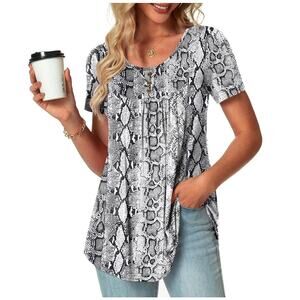 Popyoung Plus Size 3XL Snakeskin Blouse Tunic Rayon Spandex Top